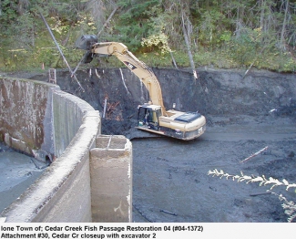 Cedar Creek Dam Removal During Construction